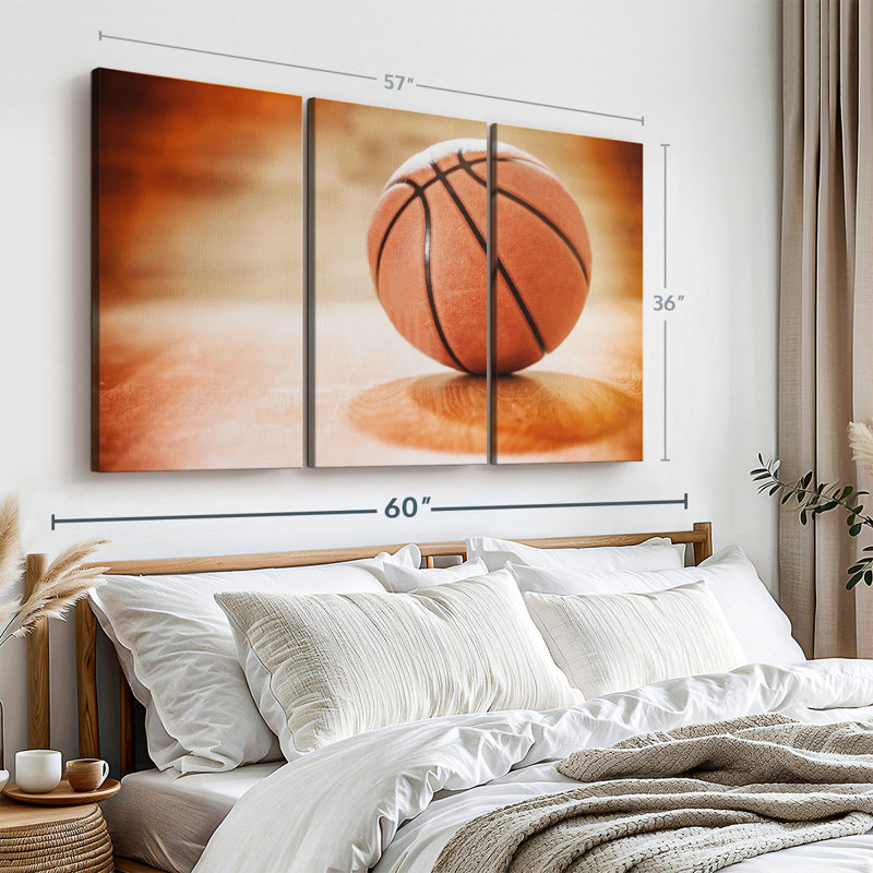 «Orange Basketball», 3 pièces, H 36 po x l 57 po x P 1,25 po
