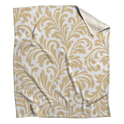 Couvertures damassées à motif floral beige