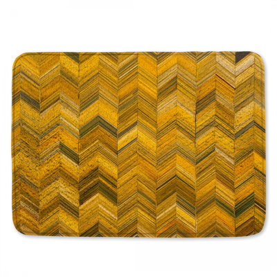 Yellow Chevron Pattern Bath Mat