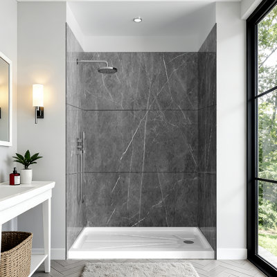 36" W x 72" H 9-Piece Acrylic Shower & Tub Wall Panel, Quick Install & Cuttable, 1/8" (2.8mm) Thickened