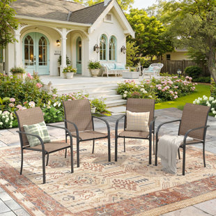 Ensemble de 4 chaises de patio d'extérieur empilables (Ensemble de 4)