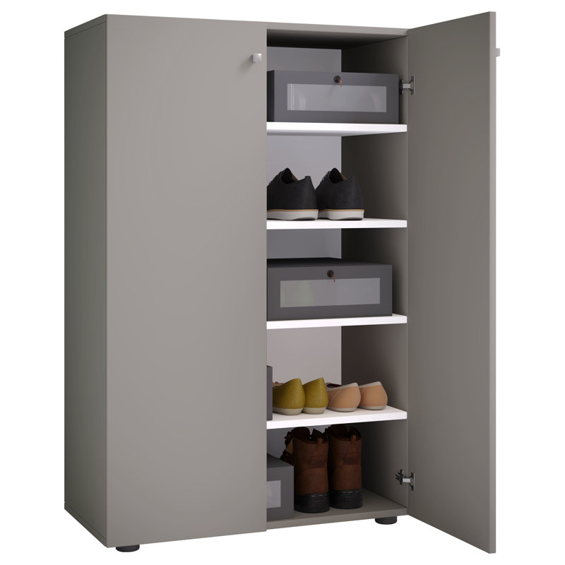 10 Pair Shoe Storage Cabinet, Grey/Brown/Blue
