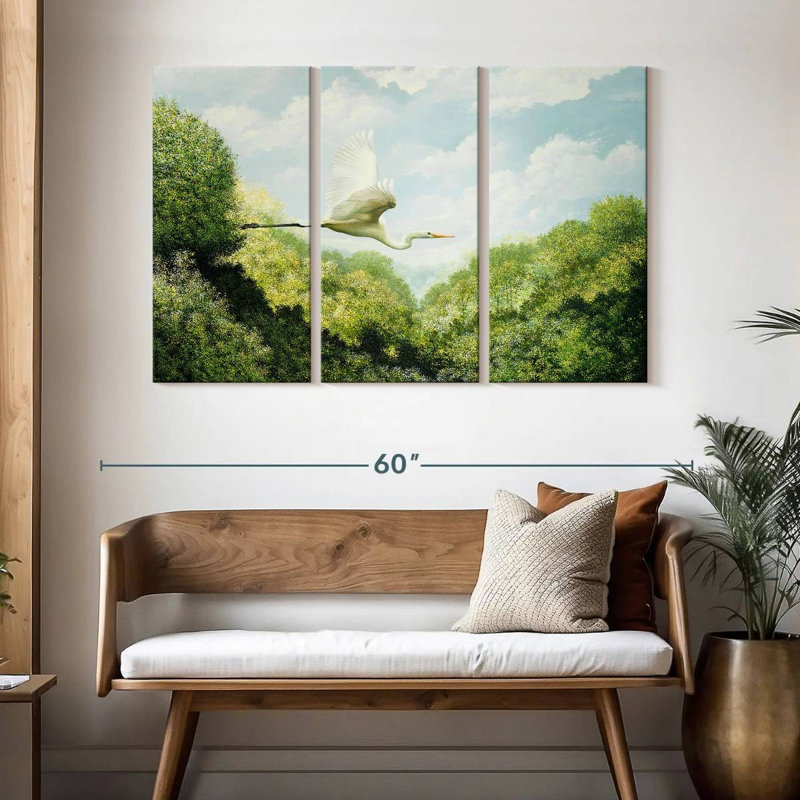 Brampt Flying Egret, 32" H x 50" W