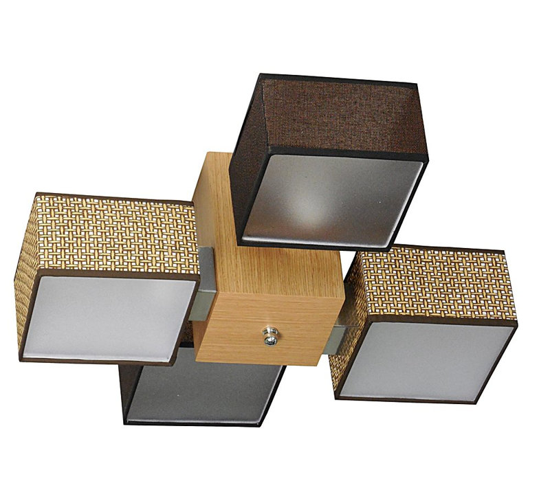 Miranda Semi Flush Mount, Teak, Gold/Glossy black
