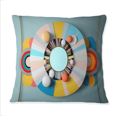 Coussin circulaire à motif géométrique abstrait II