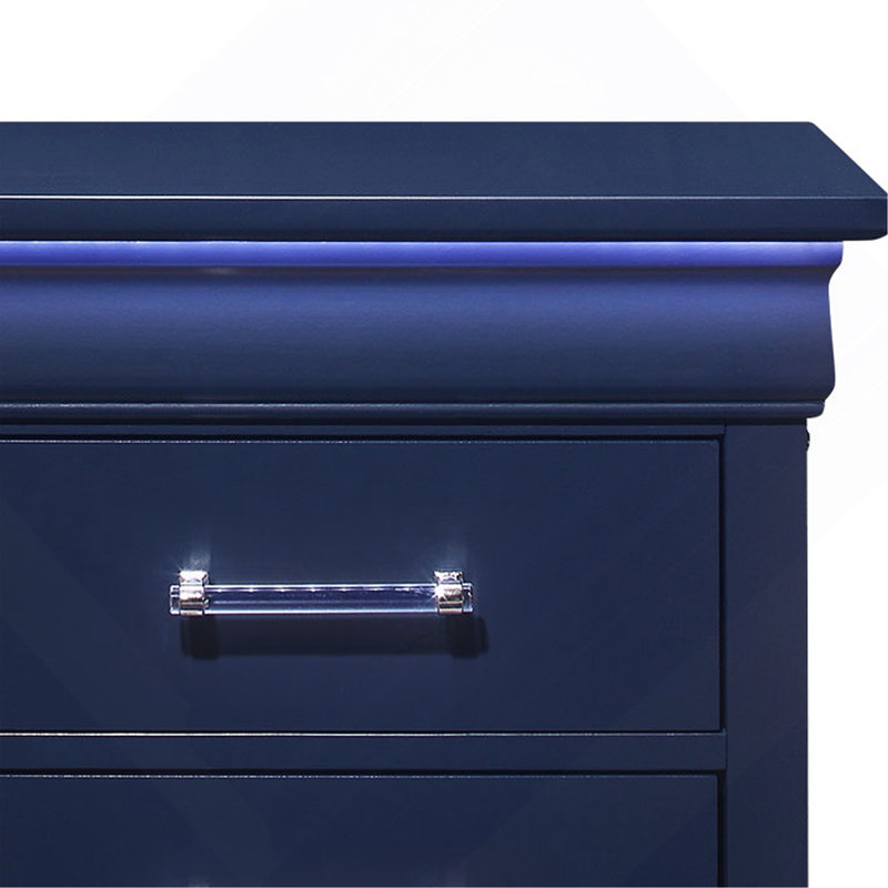 Table de chevet bleue Charlton avec DEL, Bleu