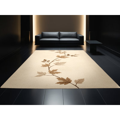 Tapis abstrait moelleux et moelleux à motif abstrait moderne et contemporain Festa Thanksgiving - reliure beige