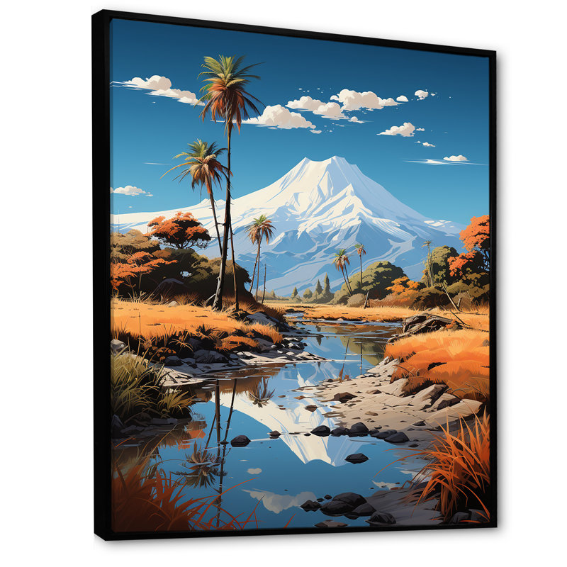 " Volcano Volcanic Reflections I ", Black Floater Framed, 32" H x 16" W