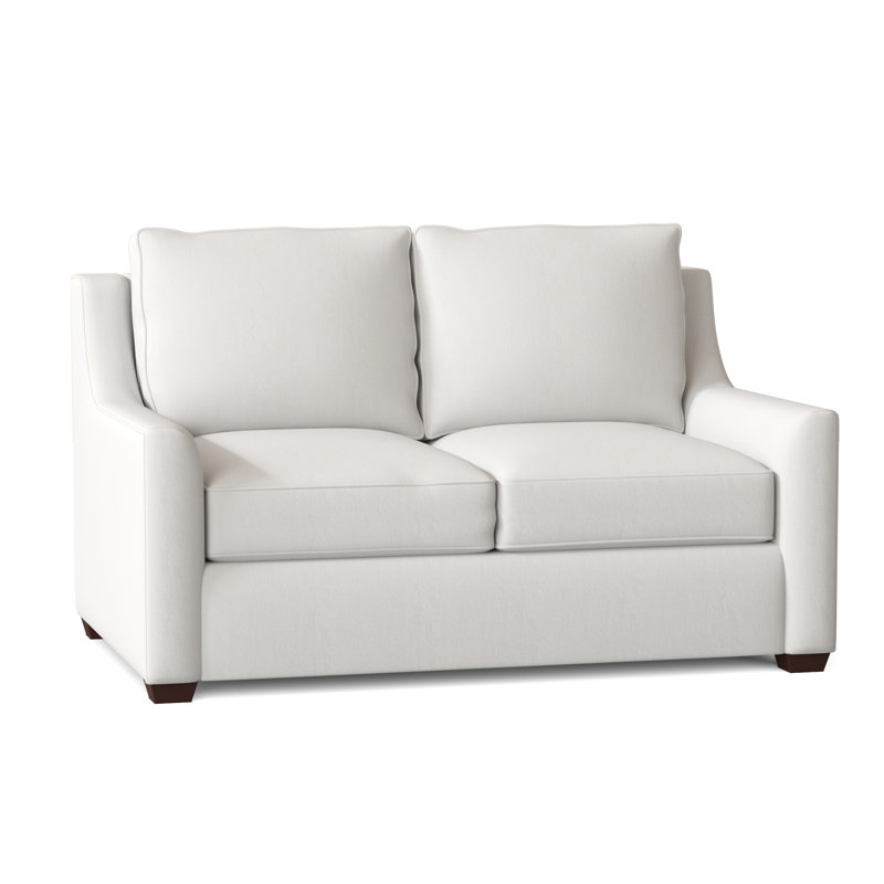 Causeuse rembourrée 56 po Gemi, Blanc sergé décoloré classique