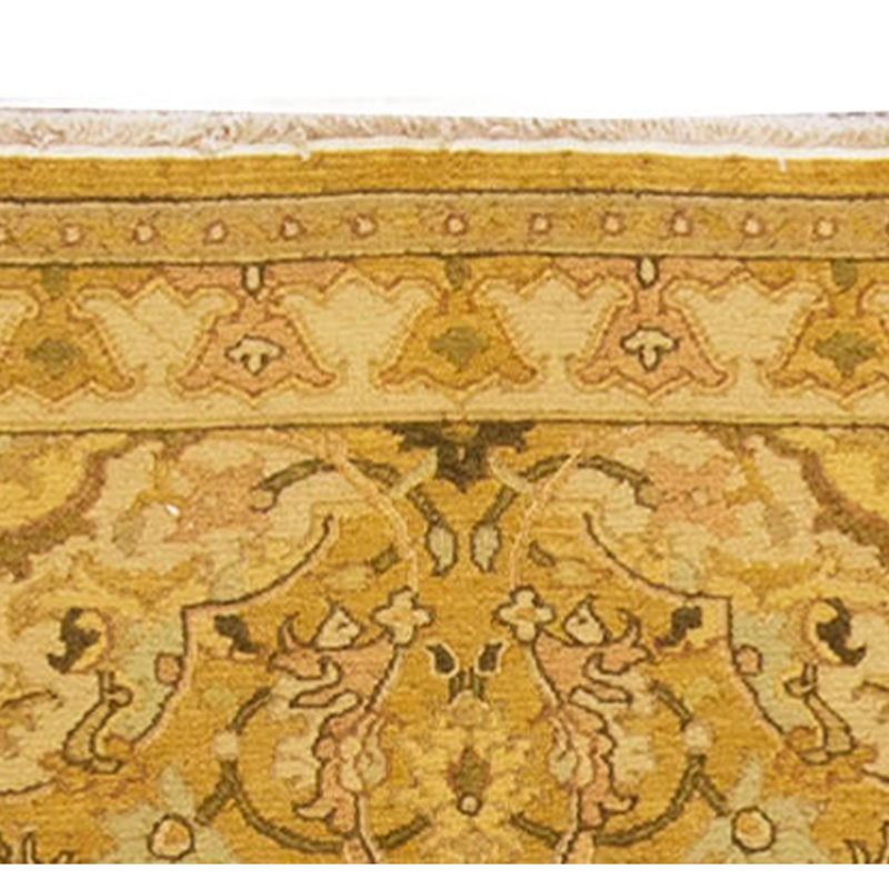 Hand-Knotted High-Quality Gold and Beige Runner