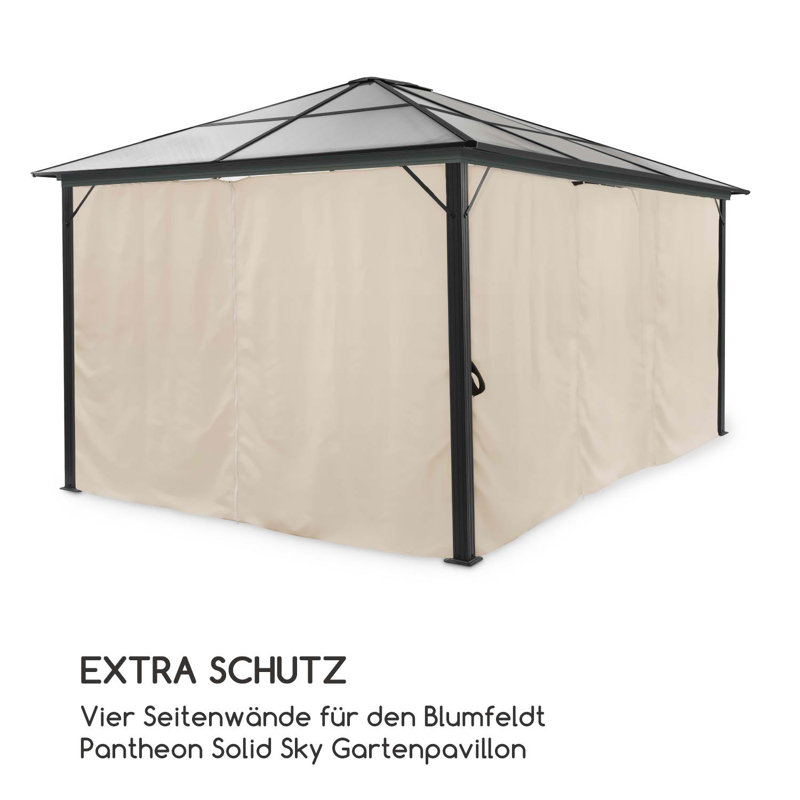 Blumfeldt Polyester Side Wall for Gazebo, 195cm H x 335cm W x 54.5cm D, Beige
