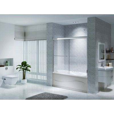 54" - 59"W x 60"H Single Sliding Semi-Frameless Tub Door