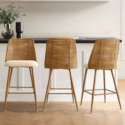 Briahnna 27" H Boucle Upholstered Counter Stool