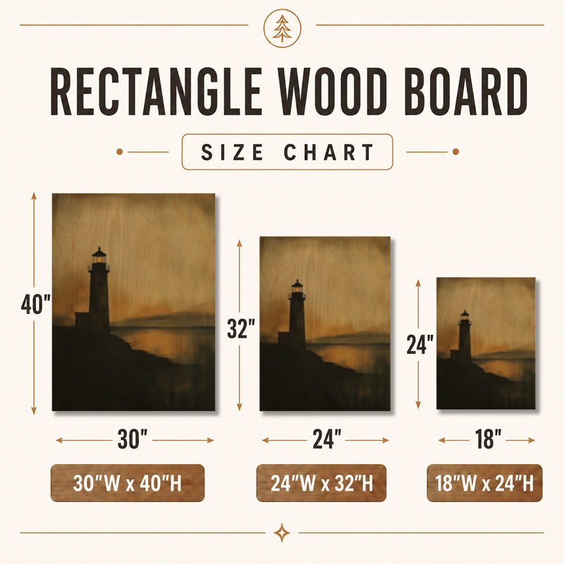 Phare Ambre Crépuscule I - Décoration murale en bois, H 40 po x l 30 po, Rectangle