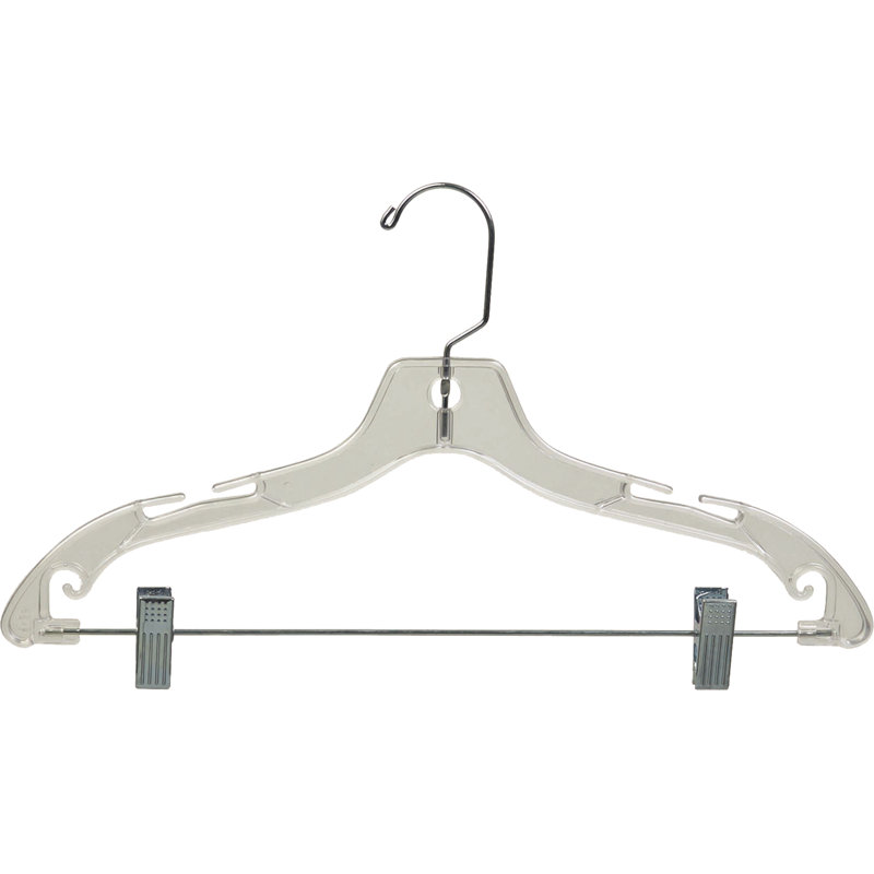 Cintre pour enfants en plastique transparent avec pinces réglables pour jupe / pantalons