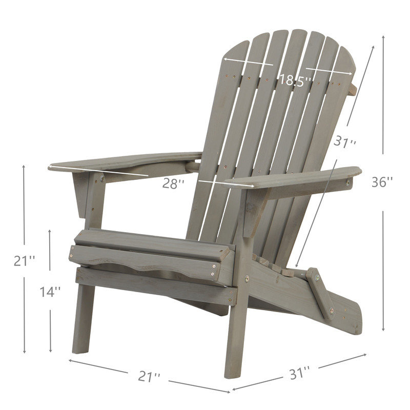 Ensemble de 2 chaises Adirondack en bois pré-assemblées pour patio, jardin, cour, terrasse, piscine, foyer, détente extérieure, conception pliante naturelle