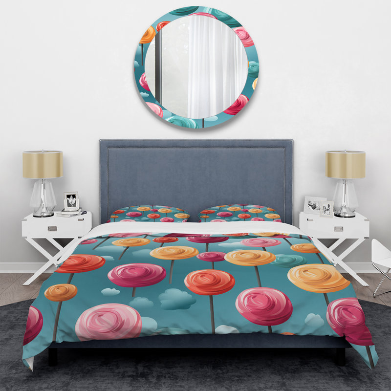 Ensemble de housse de couette Lollipop Dream Pattern IV - Desserts, Housse de couette pour grand lit et 2 taies décor