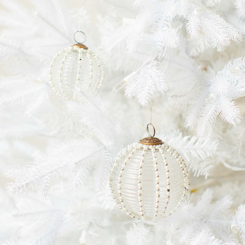 Kierling Glass And Fibre Beads Ball Ornament, 2.01" H x 2.01" W x 2.01" D