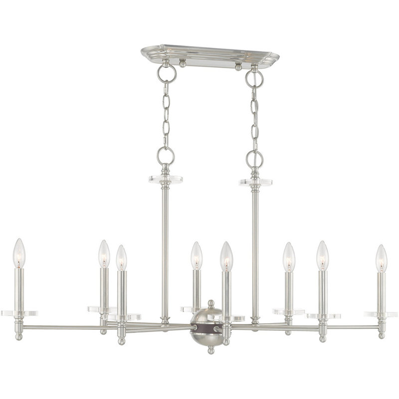 Elegant Bancroft 8-Light Linear Chandelier with Brushed Nickel Finish