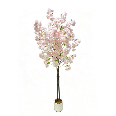Arbre de fleurs de cerisier rose artificiel de 5 pi, faux arbre réaliste avec double tronc et tiges flexibles, arbre décoratif d'intérieur pour la décoration de mariage de bureau à domicile