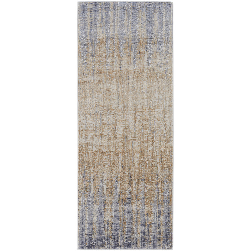 Wool Beige/Gray Rug, Runner 3' x 8'