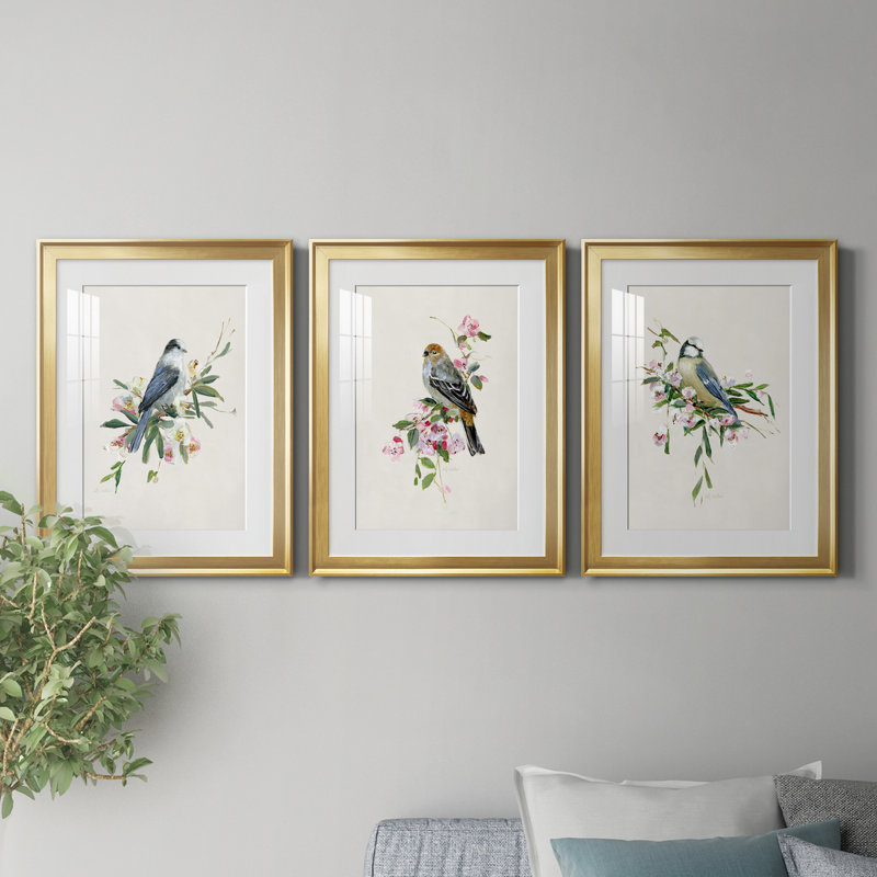 " Spring Song Blue Bird ", Gold, 24.5" H x 18.5" W x 1" D