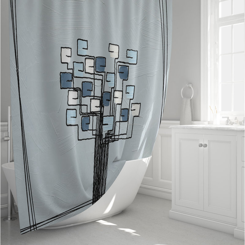 Rideau de douche Sharin, Blanc / gris, H 93 po x l 70 po