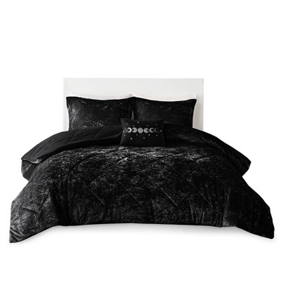 Black Velvet Comforter For Twin/twin Xl - , Diamond Quilting, Machine Washable, Include Pillow Black, , Wash,