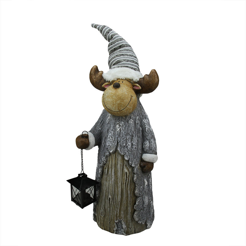 Figurine de table de Noël 27 po gris et brun à finition rustique