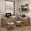 Bureaux en bois massif en L de couleur bois-107209659-107209656