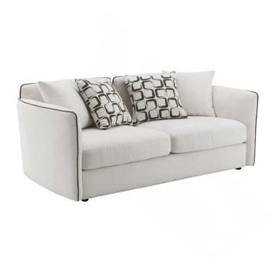 Beige Chenille Loveseat w/4 Pillows