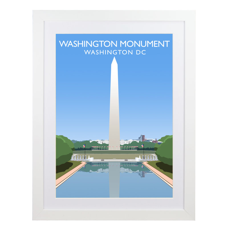 Washington Monument by Richard O'Neil - Print, White Wood Frame, 54 cm H x 44 cm W x 2.2 cm D