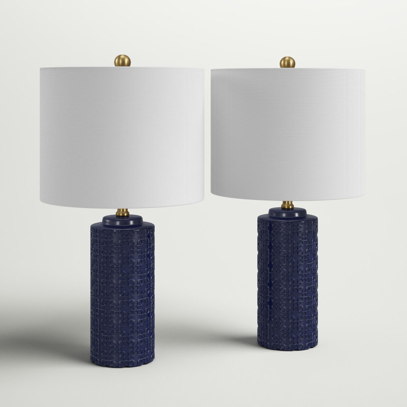 Ensemble de lampes de table en céramique Henrietta , Bleu marine