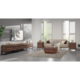 Ensemble de tables de salon Latitude Run de 4, meuble télé de 106 pouces, 1 table basse carrée avec plateau, 2 tables de bout avec tiroirs pour le salon, centre de divertissement, console