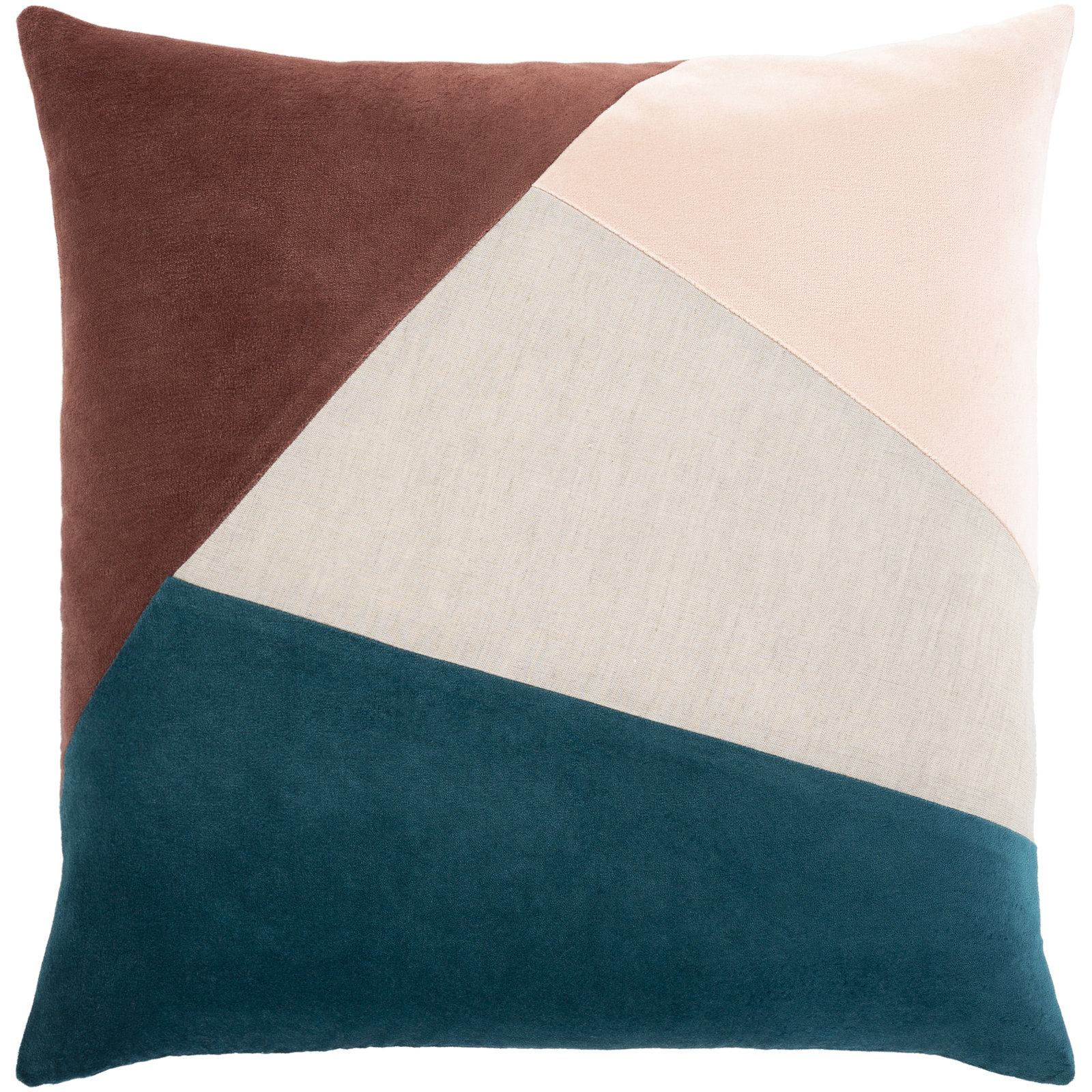 Kat Geometric Cotton Throw Pillow, Teal/Pale Pink, 18" H x 18" W, Polyester/Polyfill