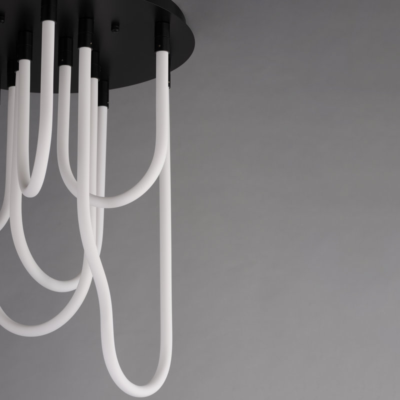 Soleil-Flush Mount Chandelier, Black