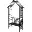 Arche de jardin en métal noir avec banc et support à fleurs, W58.08 * H96.21, facile à transformer en rose