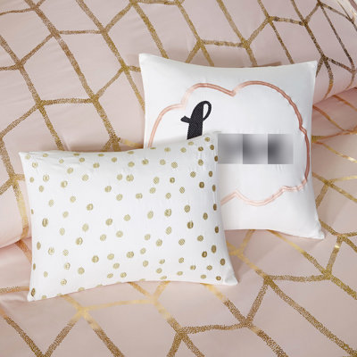 Twin/Twin Xl Blush Comforter With Metallic Golden Magnetism Gold Ornaments On