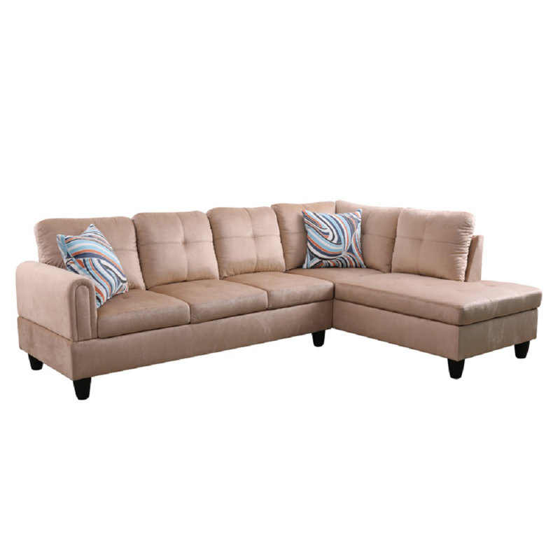 Budwin Upholstered Sectional, Right Hand Facing, Charcoal Gray Linen Blend