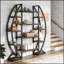 Bibliothèque étagère industrielle ovale triple pour le bureau et le salon, maximisant le rangement et le style avec une fabrication durable