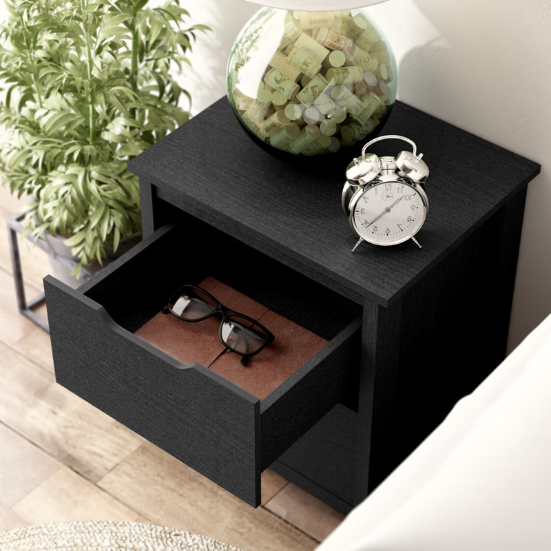 Cameka 22'' Tall 2 Drawer Nightstand, Black