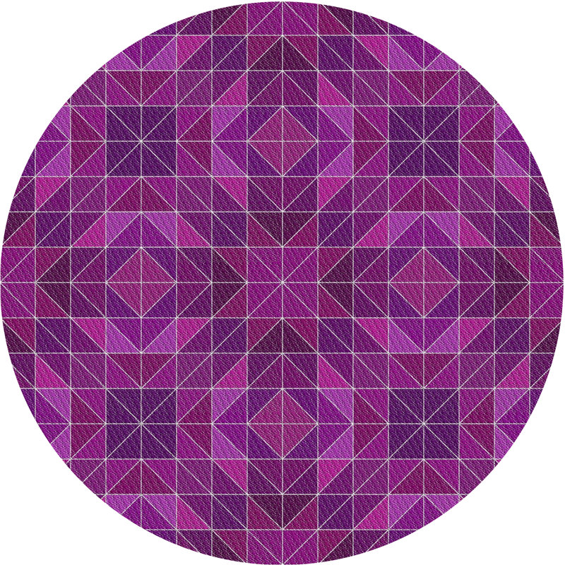 Motif géométrique rose/mauve Tapis décoratif, Rond 5 pi