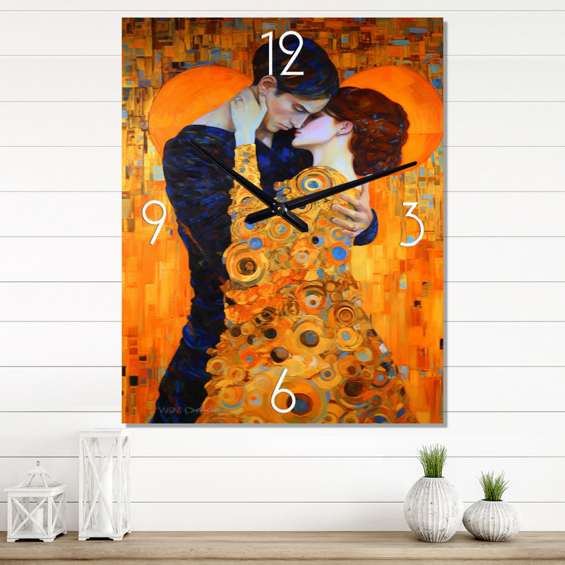 Horloge murale moderne The Lovers Tribute To Klimt, Grand