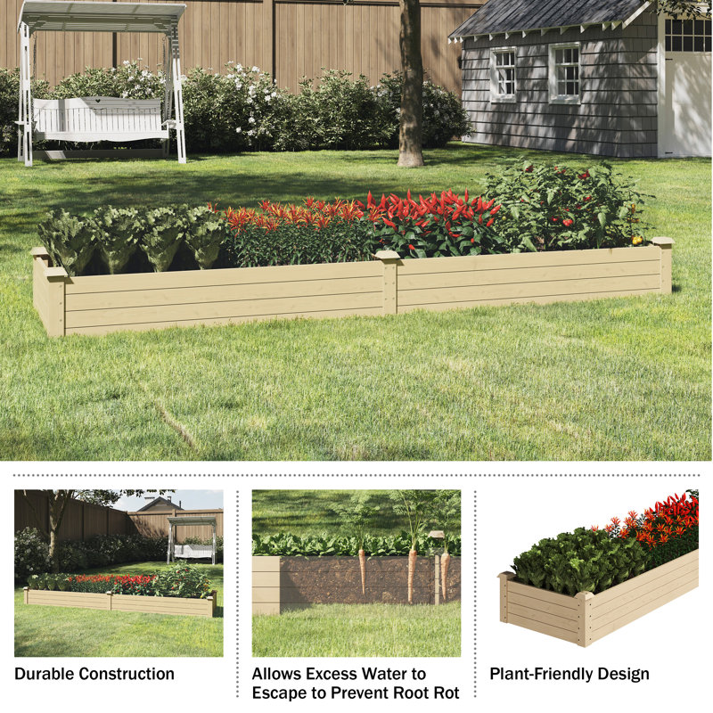 Raised Garden Bed - 8ftx2ft Wood Planter Box with Open Bottom - Easy-to-Assemble Elevated Flower Bed for Vegetables or Plants by Home-Complete
