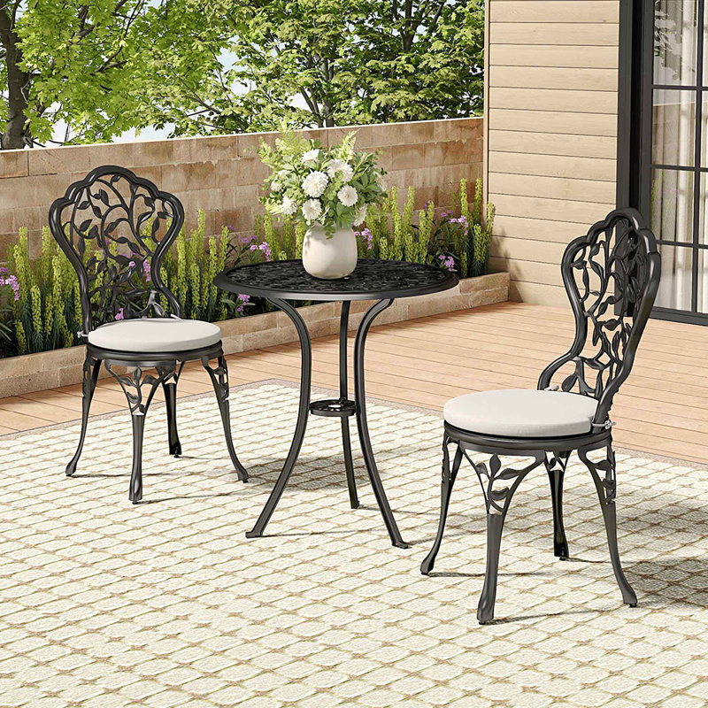 Kerley 2 - Person Patio Dining Set with Round Table , Cushions Included