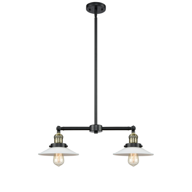 Luminaire suspendu linéaire à 2 lumières pour îlot de cuisine Miramontes, Ampoule DEL 6 watts Vinage, Laiton antique noir