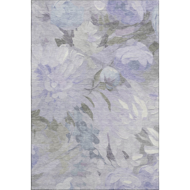Premium Machine Washable Mayfield AMF2264 Floral Rug, 2'6" x 3'10", Lavender