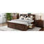 Lit plateforme très grand en bois antique avec tête de lit multifonctionnelle, tiroir -, pas de sommier tapissier nécessaire, construction robuste multi-fonctions, sommier, grand espace de rangement-2032994933