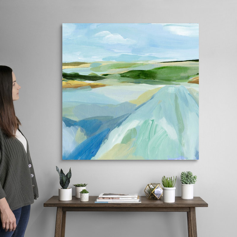 «Sky Blue Fields I» par Annie Warren - reproduction d'art sur toile, H 36 po x l 36 po x P 1,25 po, Toile tendue