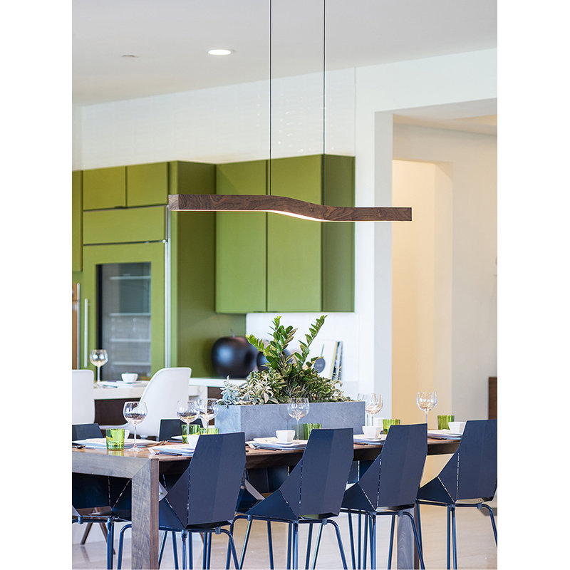 Camur 1 - Light LED Pendant, Dark Stained Walnut